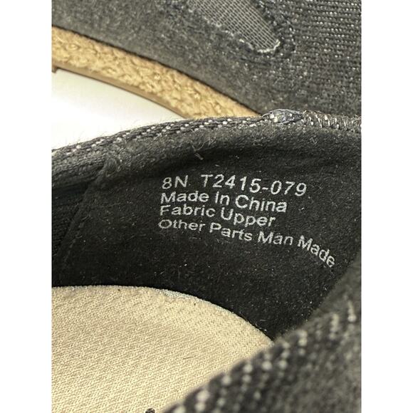 Trotters Poppy Espadrille Flat Womens 8N Black Text Hemp Edge Slip On Shoe - Picture 9 of 9